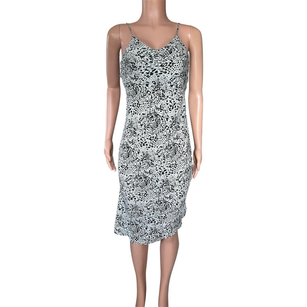 AG Adriano Goldschmied Women’s S Black Animal Print Spaghetti Strap Slip Dress